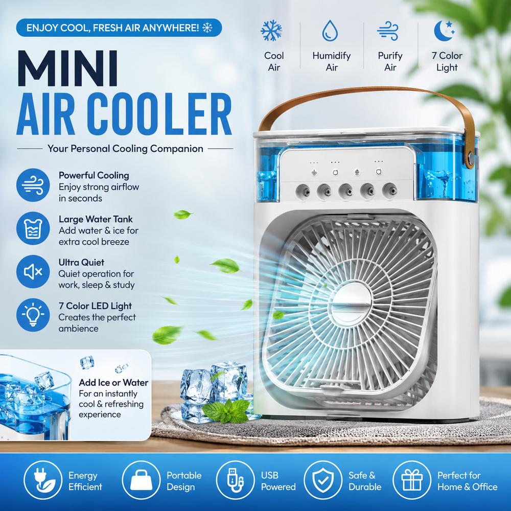 Mini Air Conditioner Fan With Water mist Cooler