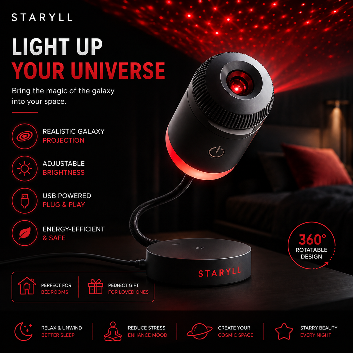 Aurora Galaxy Projection Lamp – Turn Any Room Into a Magical Starry Paradise ( 6 Pc )