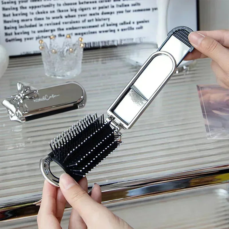 ✨ 3-in-1 Foldable Pocket Hair Brush  (Look Perfect Anytime, Anywhere!)