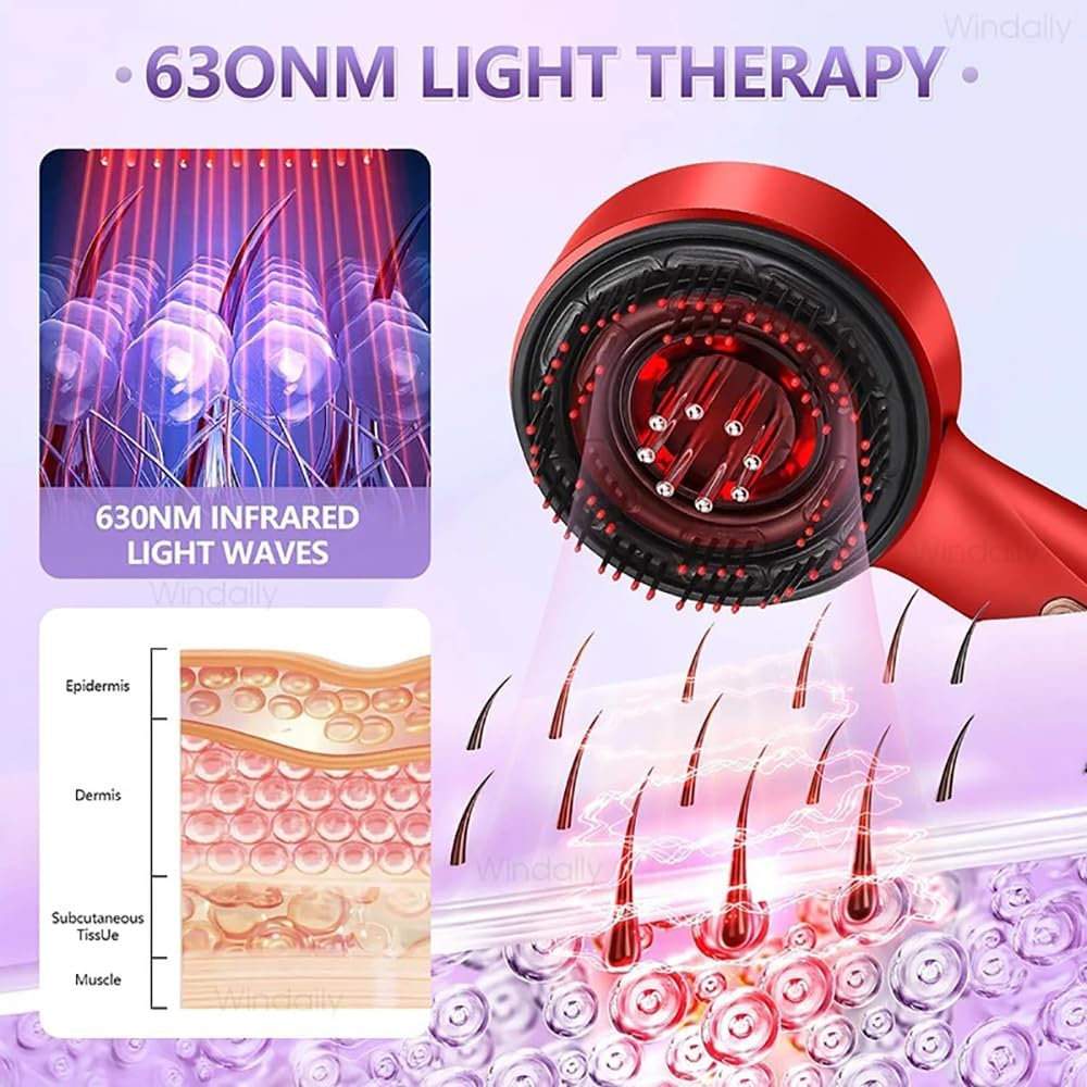 Electric Hair Growth Scalp Massager Comb with LED Light Therapy