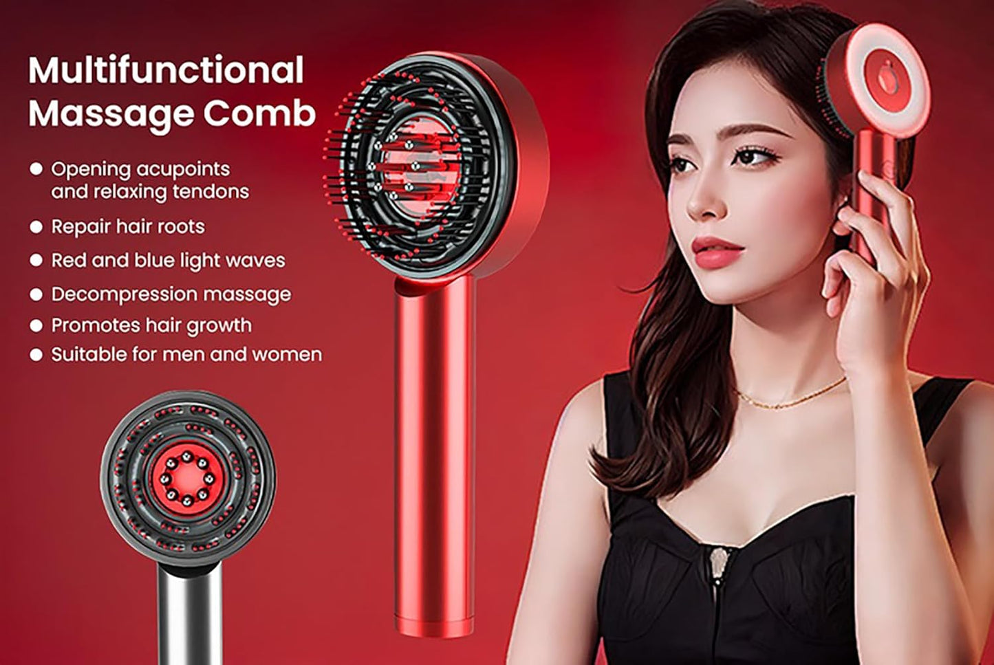 Electric Hair Growth Scalp Massager Comb with LED Light Therapy