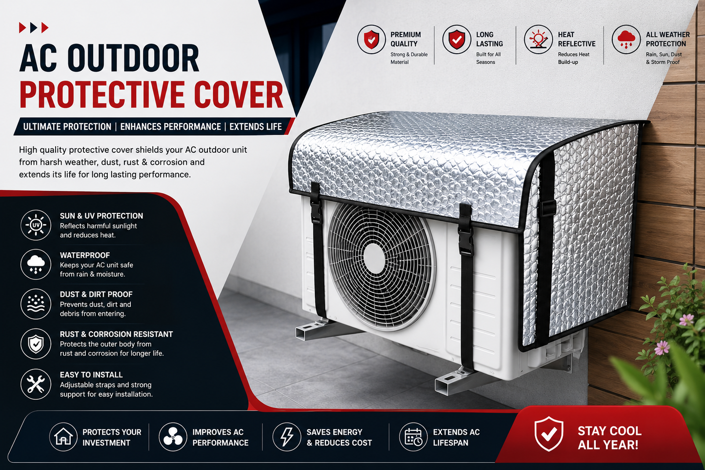 AC Outdoor Unit Cover – Waterproof, UV Resistant & All-Weather Protection