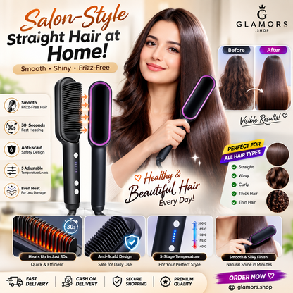 2-in-1 Ionic Hair Straightener Brush