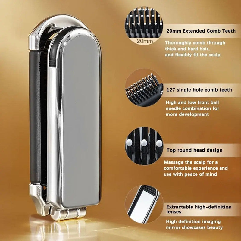 ✨ 3-in-1 Foldable Pocket Hair Brush  (Look Perfect Anytime, Anywhere!)