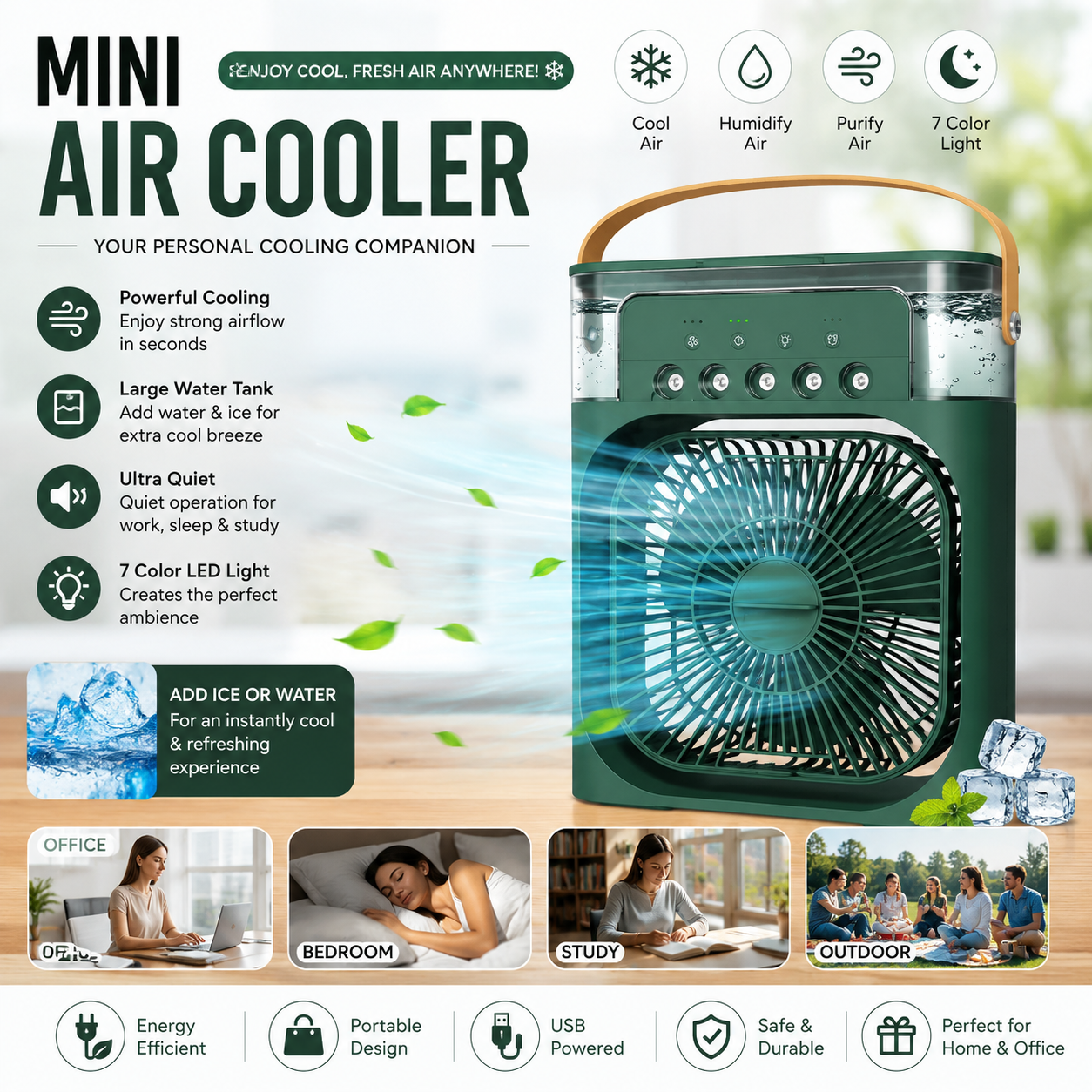 Mini Air Conditioner Fan With Water mist Cooler