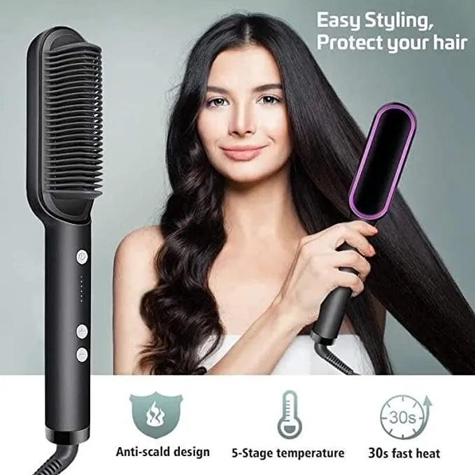 2-in-1 Ionic Hair Straightener Brush