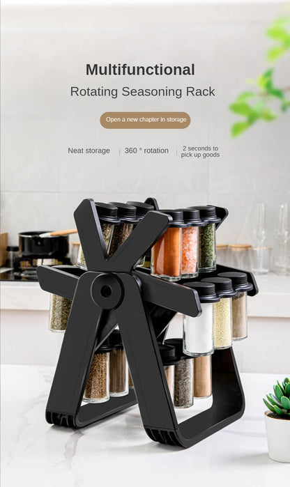 Rotating Spice Rack – 18 Jars | 360° Kitchen Organizer