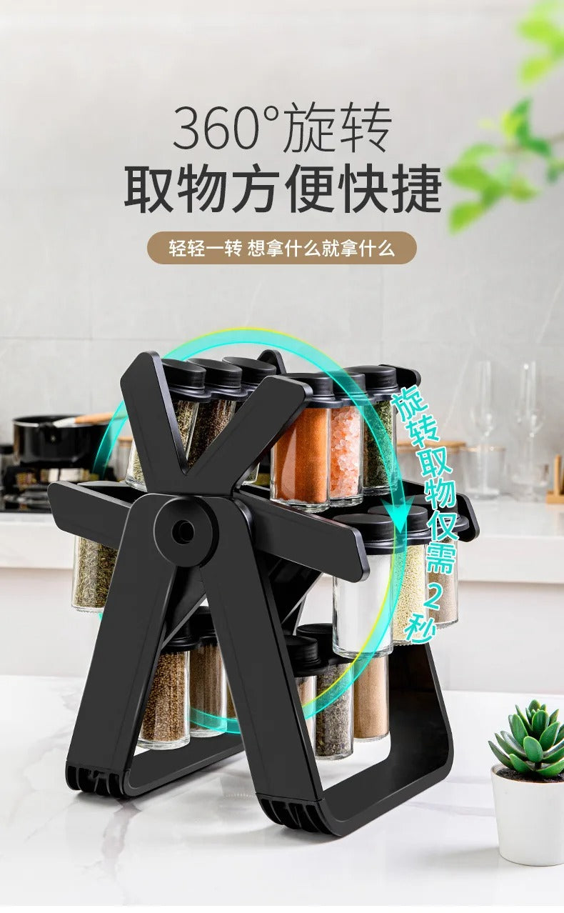 Rotating Spice Rack – 18 Jars | 360° Kitchen Organizer